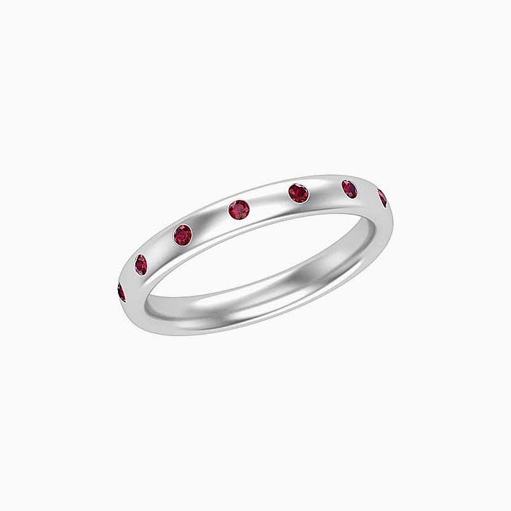 Drop Set Red Ruby Wedding Band