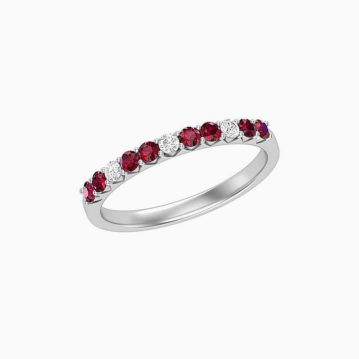 Red Ruby And Diamond Band
