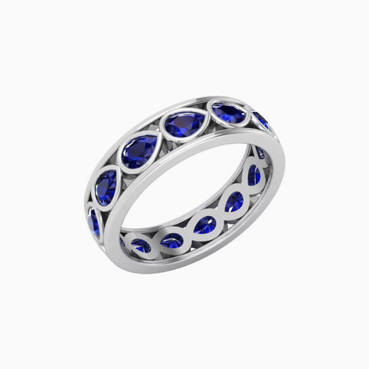 Pear Cut Blue Sapphire Eternity Ring