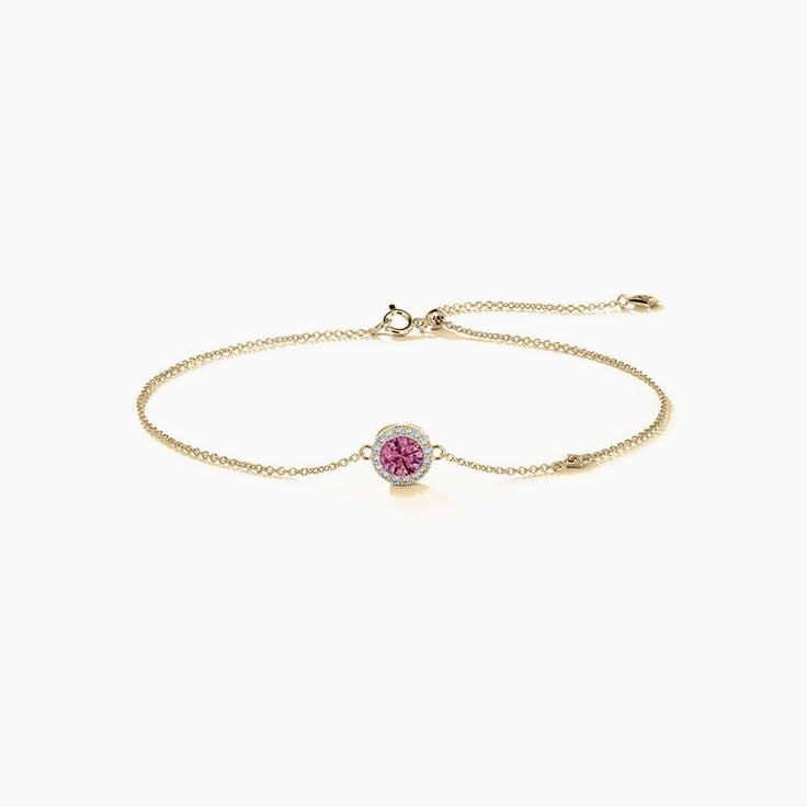Pink Tourmaline Diamond bracelet with fine halo