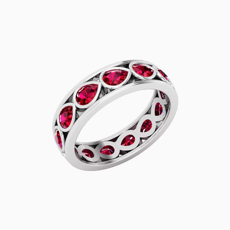 Pear Cut Ruby Eternity Ring