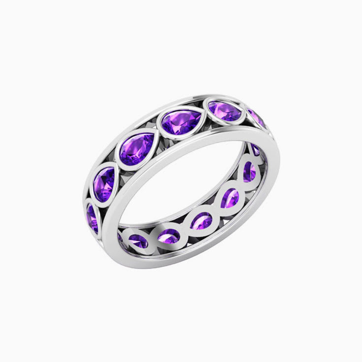 Pear Cut Amethyst Eternity Ring