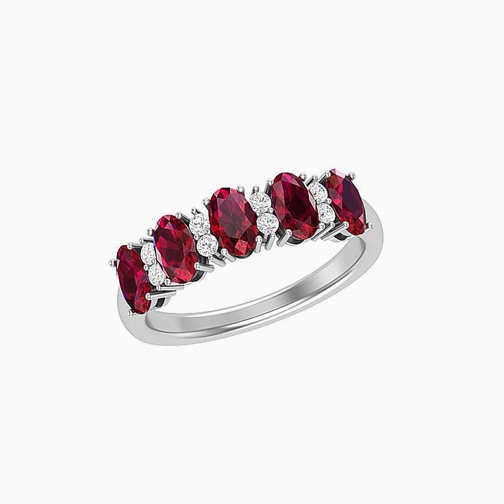 Oval Red Ruby And Diamond Ring