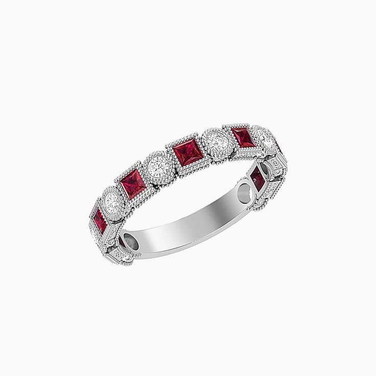 Art Deco Red Ruby Diamond Ring