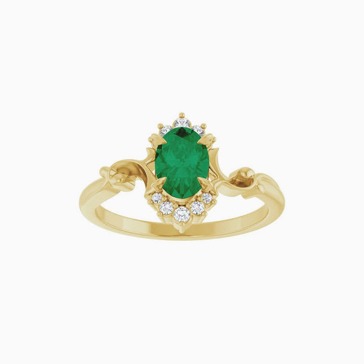 Art deco green Emerald and diamond Ring