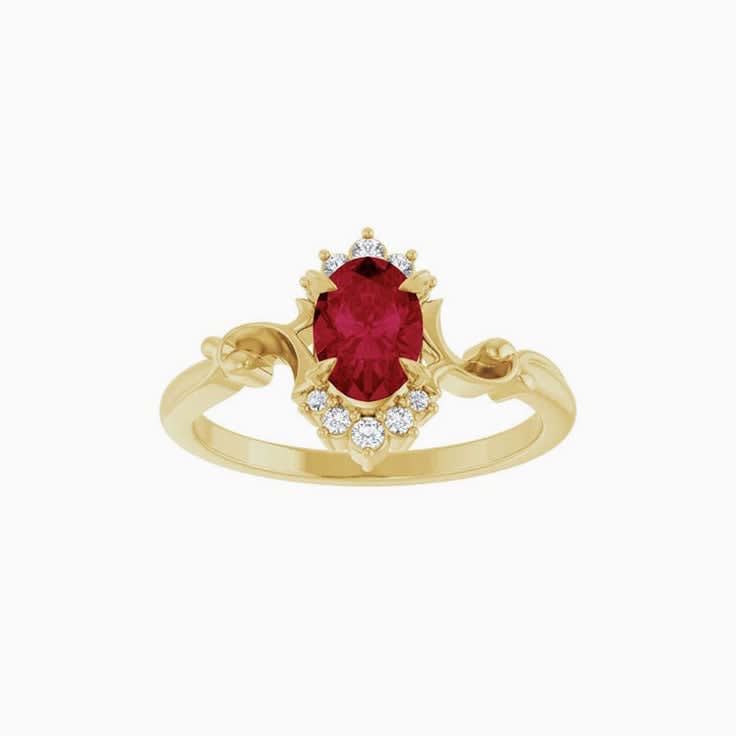 Lab Grown Ruby and Diamond Ring