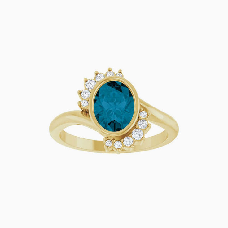 London Blue Topaz Natural Diamond Ring