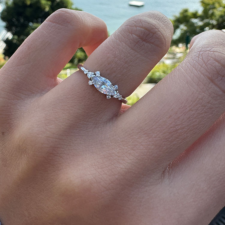 Art deco marquise engagement ring