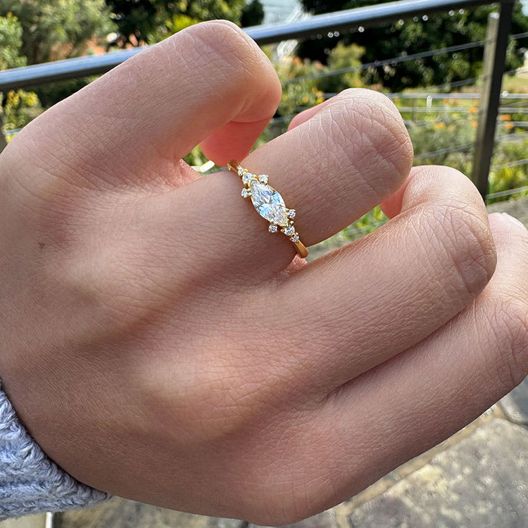 Art deco marquise engagement ring