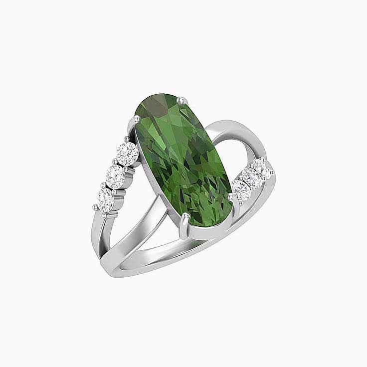 Green Tourmaline and Diamond ring