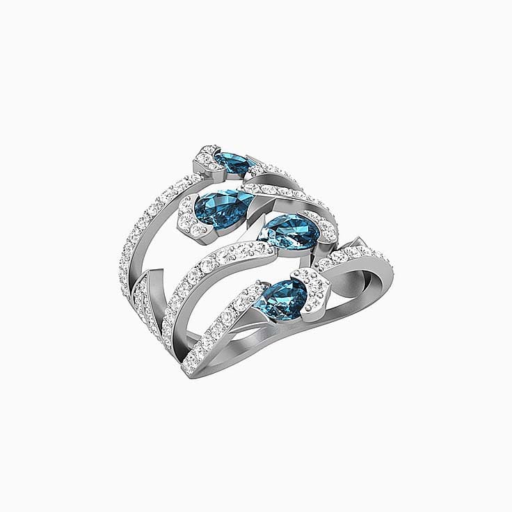 Dress Ring Tear drops with Sapphire and diamonds