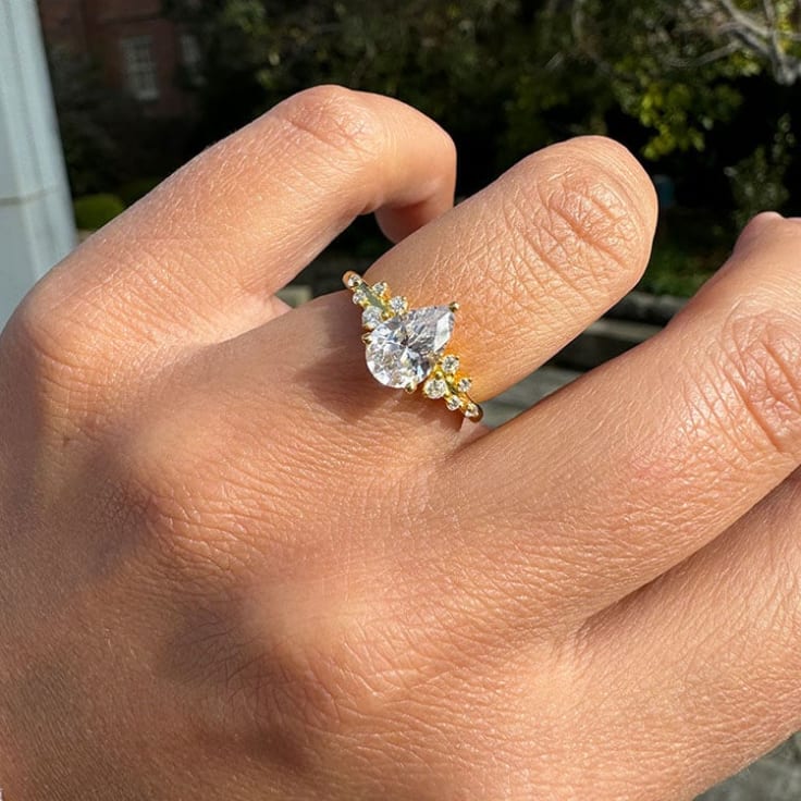 Pear shaped diamond engagement ring