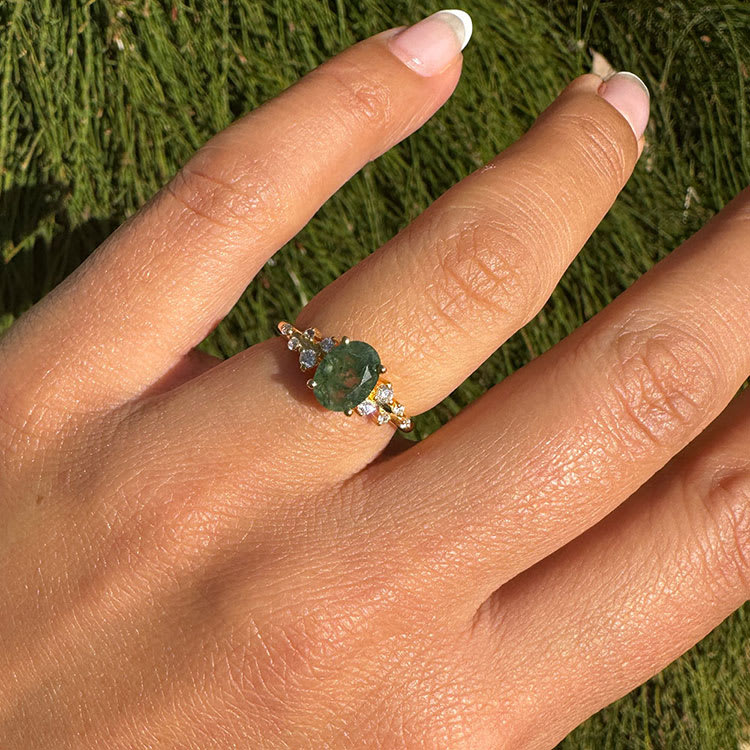 Moss Agate Engagement ring