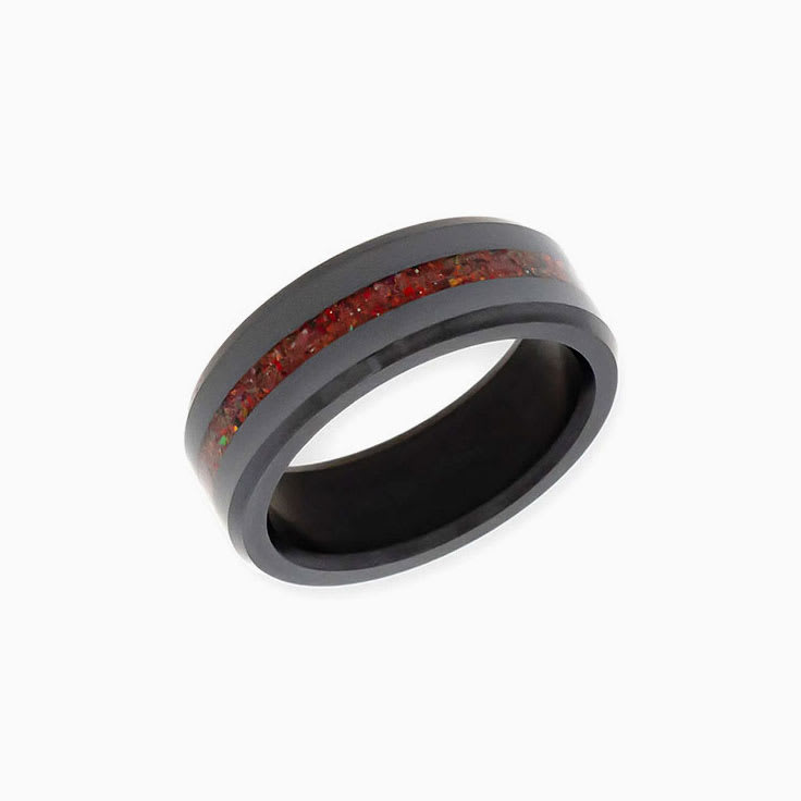 Magma Opal Black Diamond Mens Ring