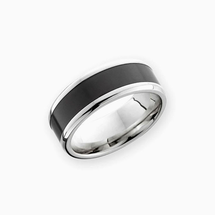 Solid Black Diamond Ring  With Platinum