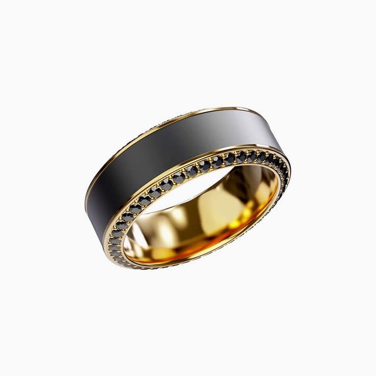 Black Diamond Ring With Yellow Band