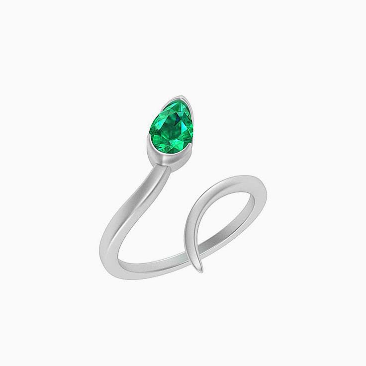 Swirl ring with an Emerald