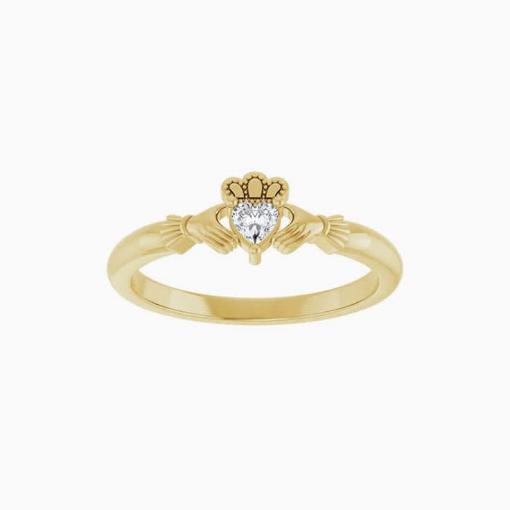 Lab Grown Moissanite Claddagh Ring