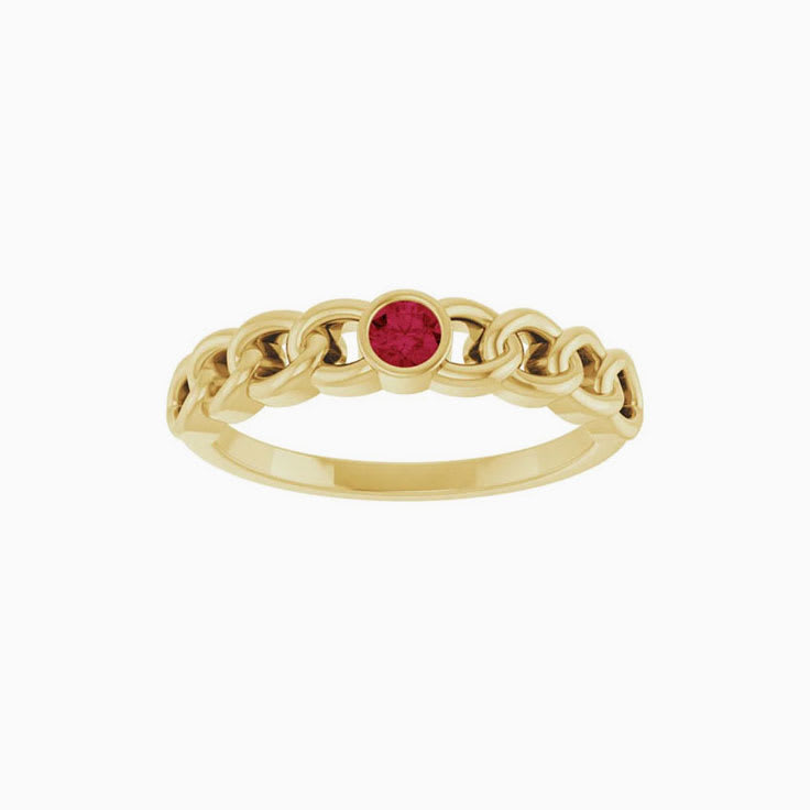 Natural Ruby Curb Chain Ring