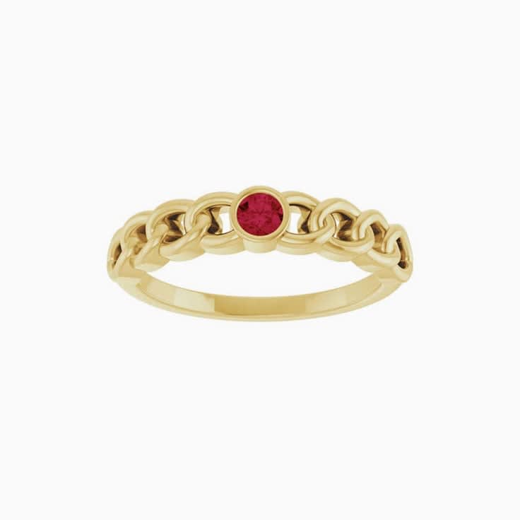 Natural Ruby Curb Chain Ring