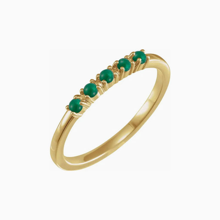 Emerald Cabochon Stackable Ring