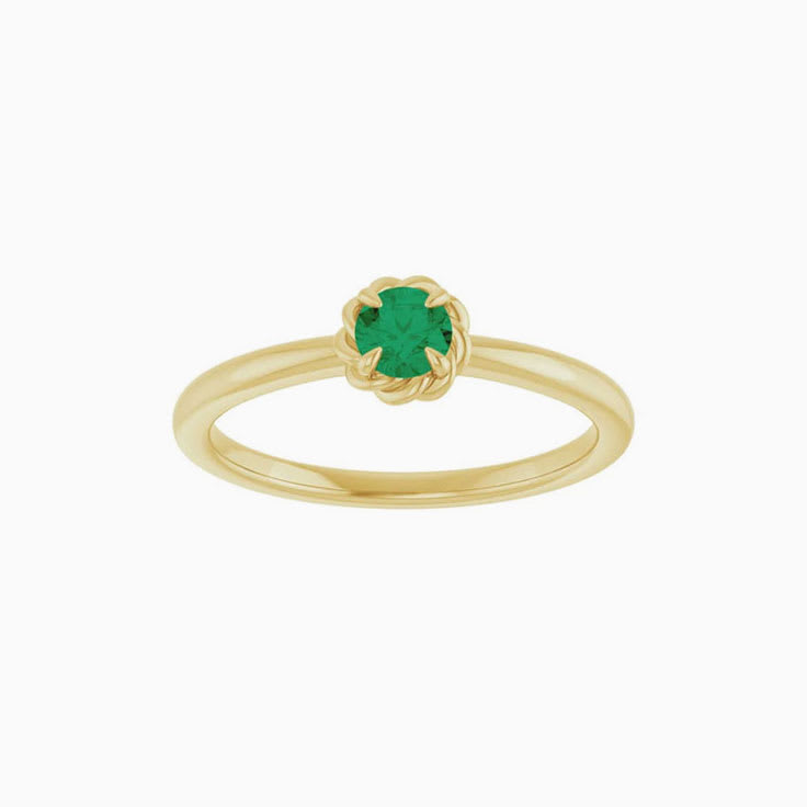 Emerald Solitaire Rope Ring