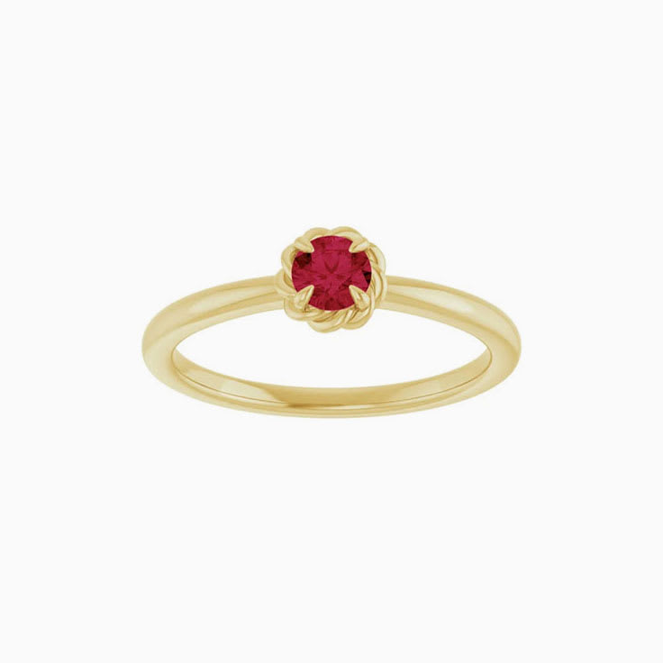 Ruby Solitaire Rope Ring
