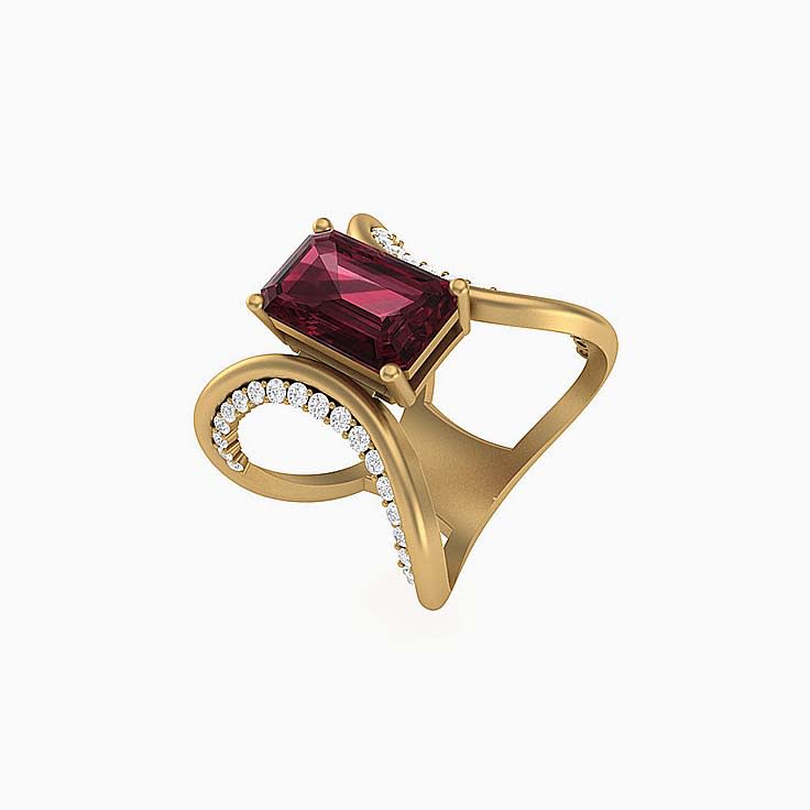 Rhodolite modern ring