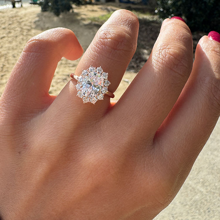 3 Carat Oval Lab Diamond with Vintage Halo