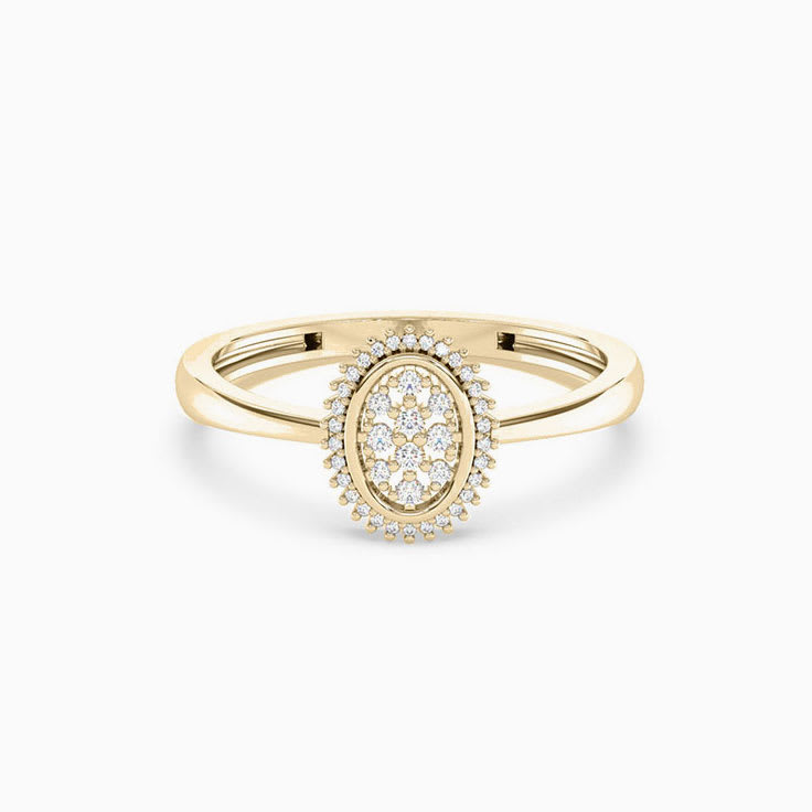 oval cluster engagement ring on plain band