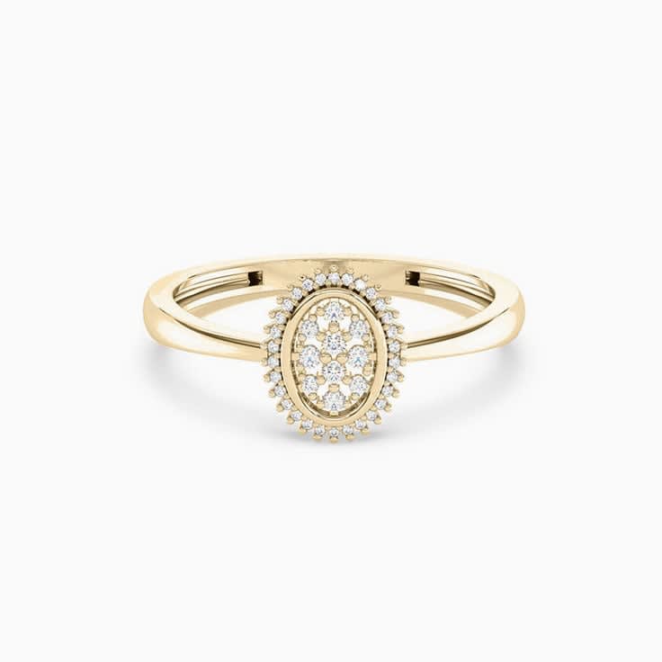 oval cluster engagement ring on plain band