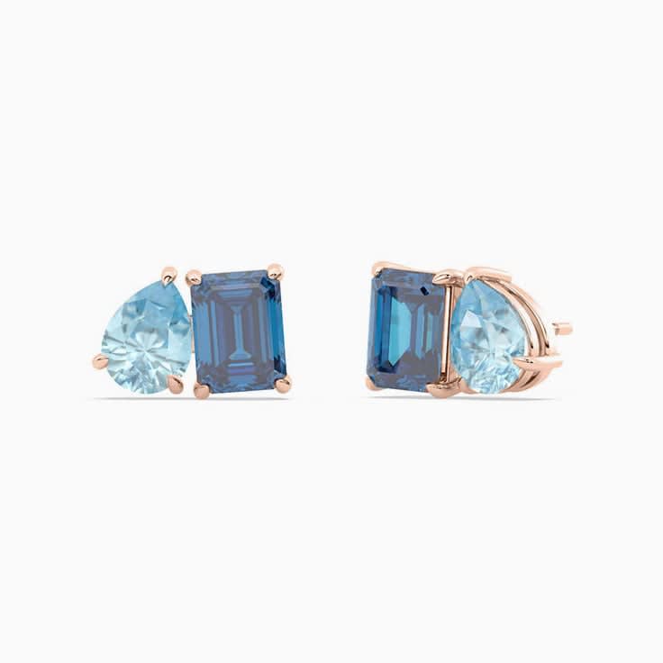 Sky blue Topaz And Blue Topaz Gemstone Studs
