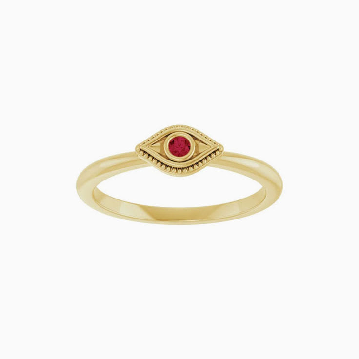 Lab Grown Ruby Stackable Evil Eye Ring