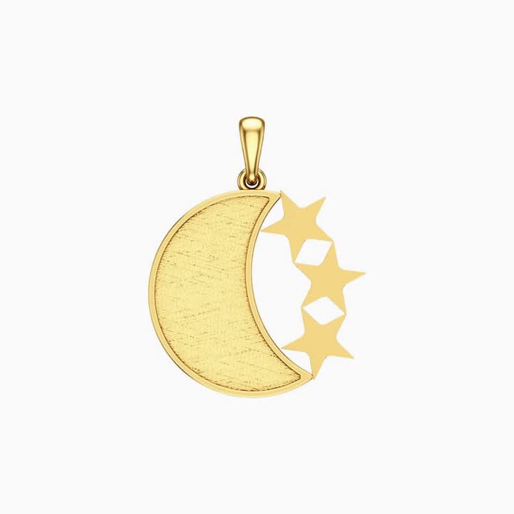 Gold Moon and Star Pendant