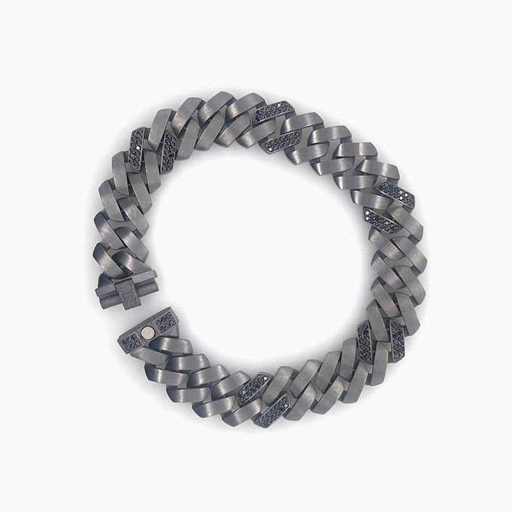 Mens tantalum and diamond bracelet