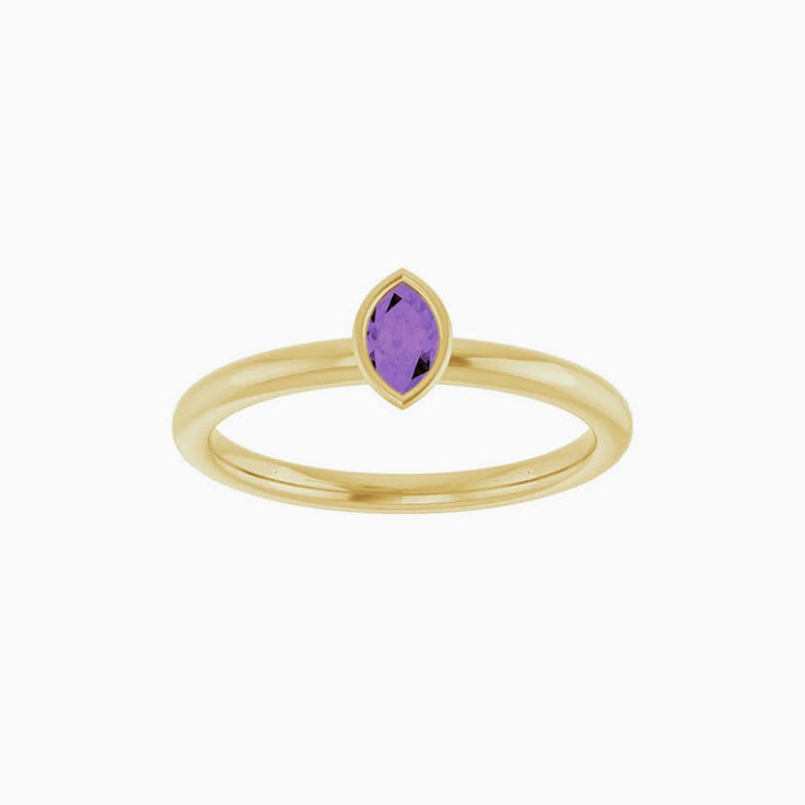 Marquise Natural Amethyst Stackable Ring