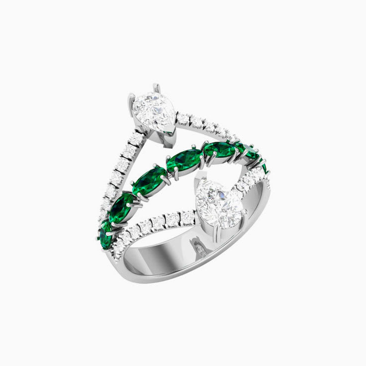 Lab- grown Diamonds and Emerald Ring