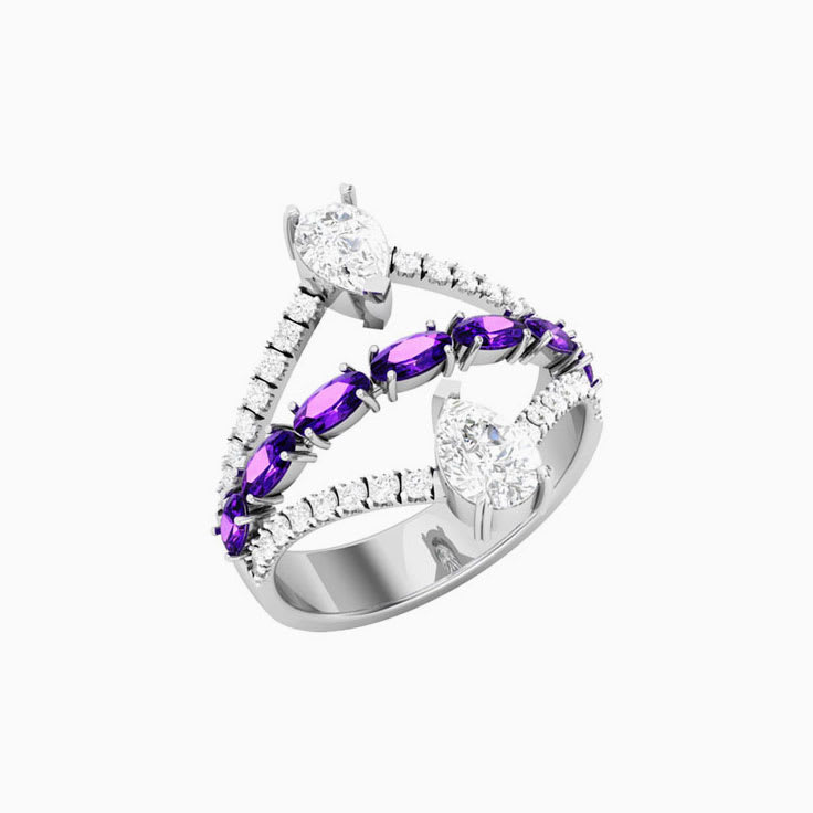 Diamonds and Amethyst Ring