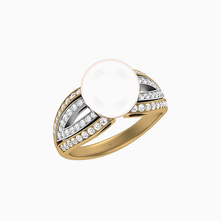 South Sea white 10mm pearl and diamond ring