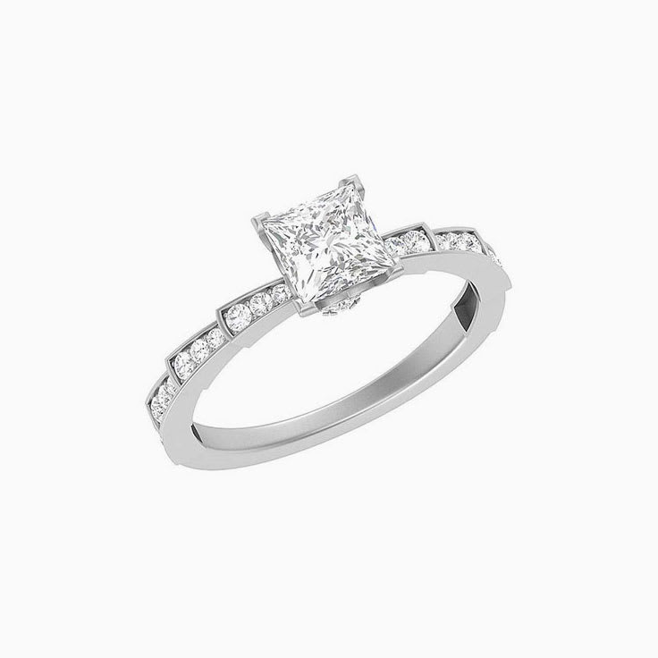 1ct Princess Cut natural diamond Solitaire ring