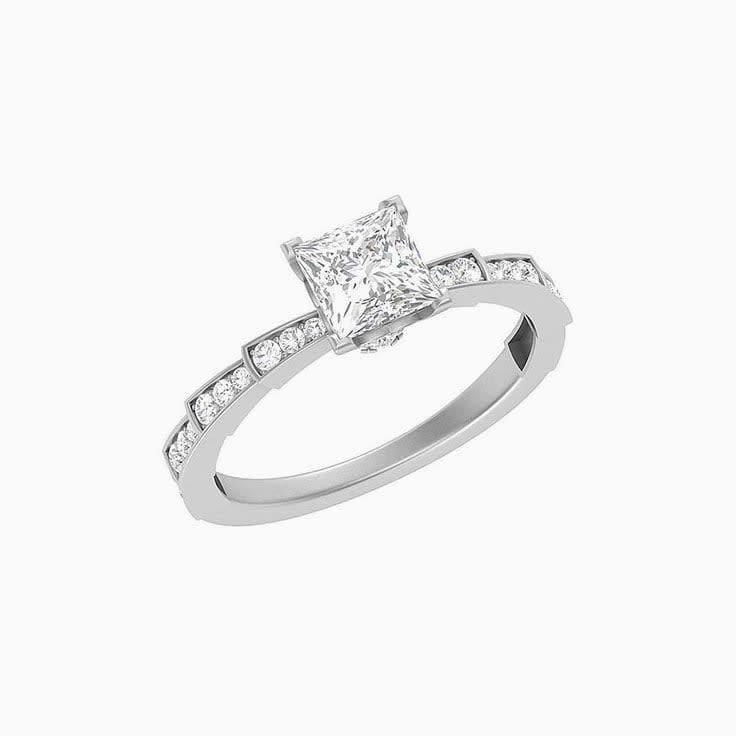 1ct Princess Cut natural diamond Solitaire ring