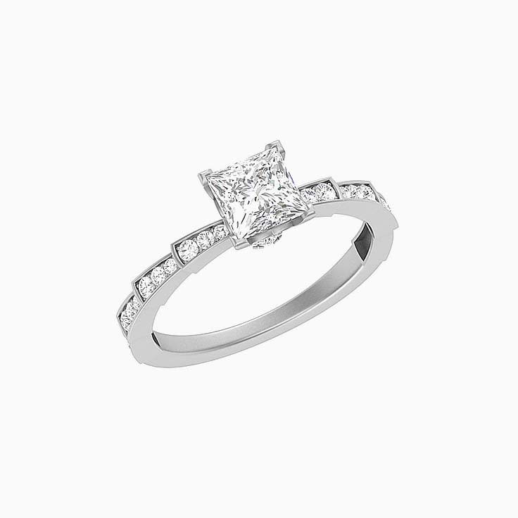 1ct Princess Cut natural diamond Solitaire ring