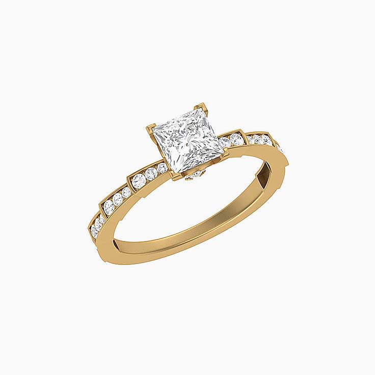 1ct Princess Cut natural diamond Solitaire ring