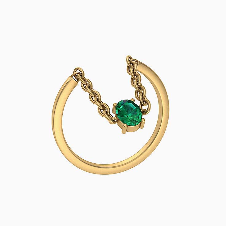 Dangling natural Emerald ring