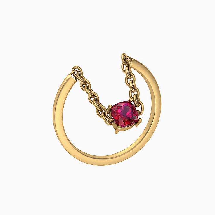 Dangling Natural Ruby ring