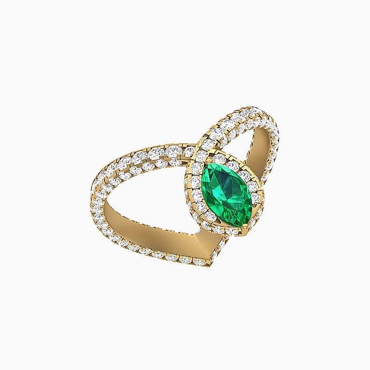 Emerald heart ring