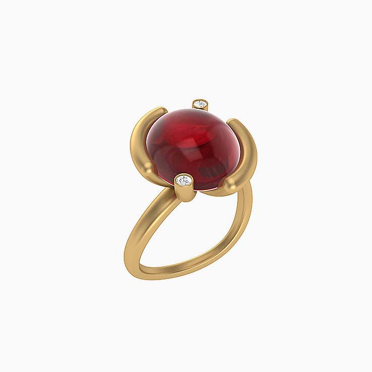 Cabachon Ruby and diamonds