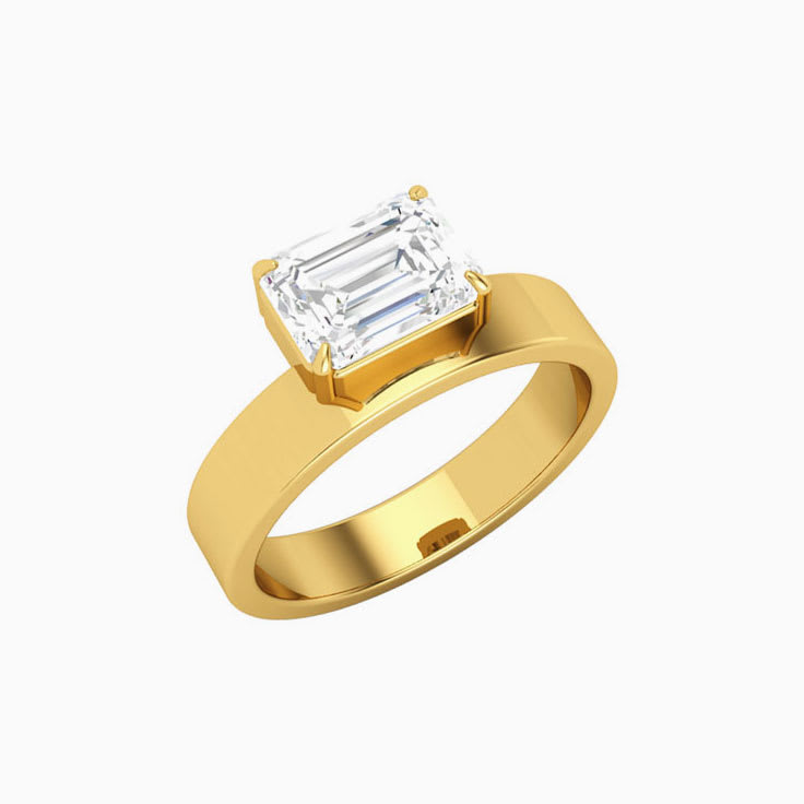 Emerald Cut Floating Solitaire Cigar | East West  Lab-Grown