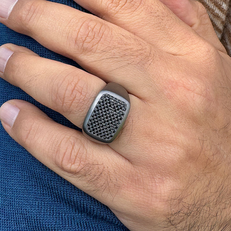 Black on Black Tantalum Mens Signet ring