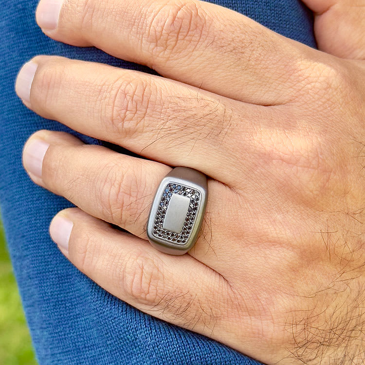 Black Diamond with Tantalum Signet ring